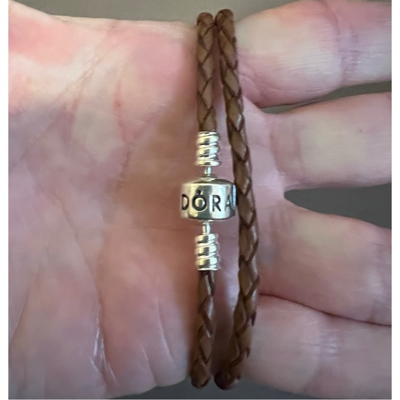 Like new. Authentic retired Pandora double wrap leather bracelet. - Picture 5 of 6